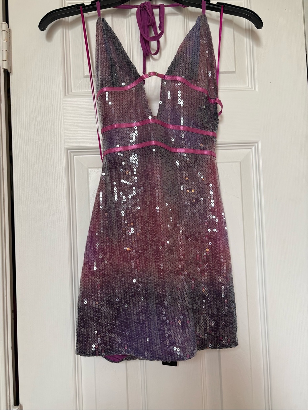 Sequin Ombre Mini Dress - Pink to Purple Sequins